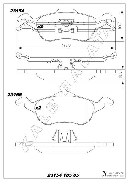 ÖN FREN BALATA FORD FOCUS 1.4L 1.6L 1.8L 2.0L 98-04