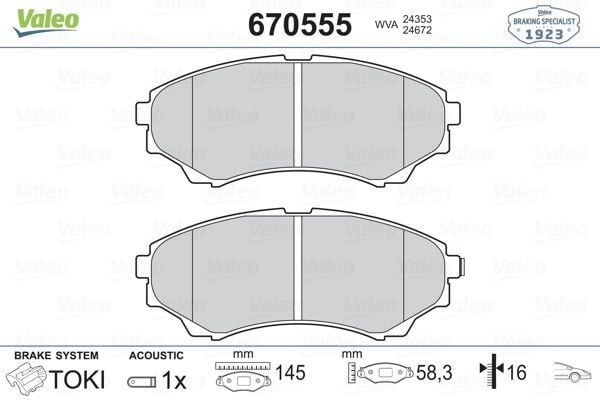 ON FREN BALATASI MAZDA 4 4 B 2500 RANGER 02>06 2.5TD / 3.0TD 06>12