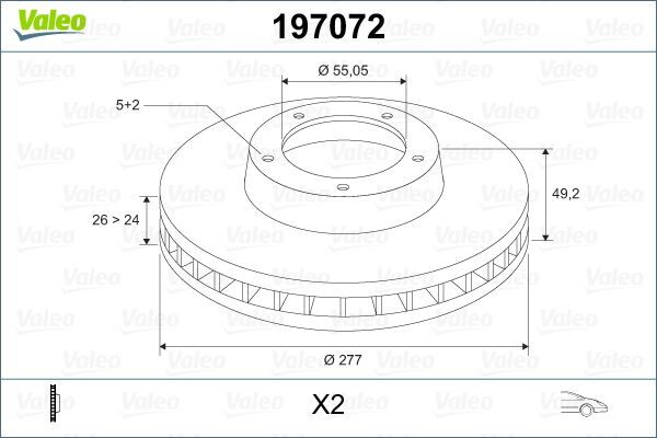 ÖN FREN DİSKİ HAVA KANALLI TOYOTA AVENSIS 1.6L 3ZZFE VVTi ZZT250 03-08 / 2.0L 1AZFSE AZT250 03-08 277 çap x 5 bijon - Takım disk fiyatıdır