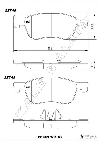 DİSK FREN BALATASI ÖN FORD FİESTA 1.0/1.1/1.5D 01/17> FORD FİESTA ST 1.5 04/18> COURIER V-769 18>