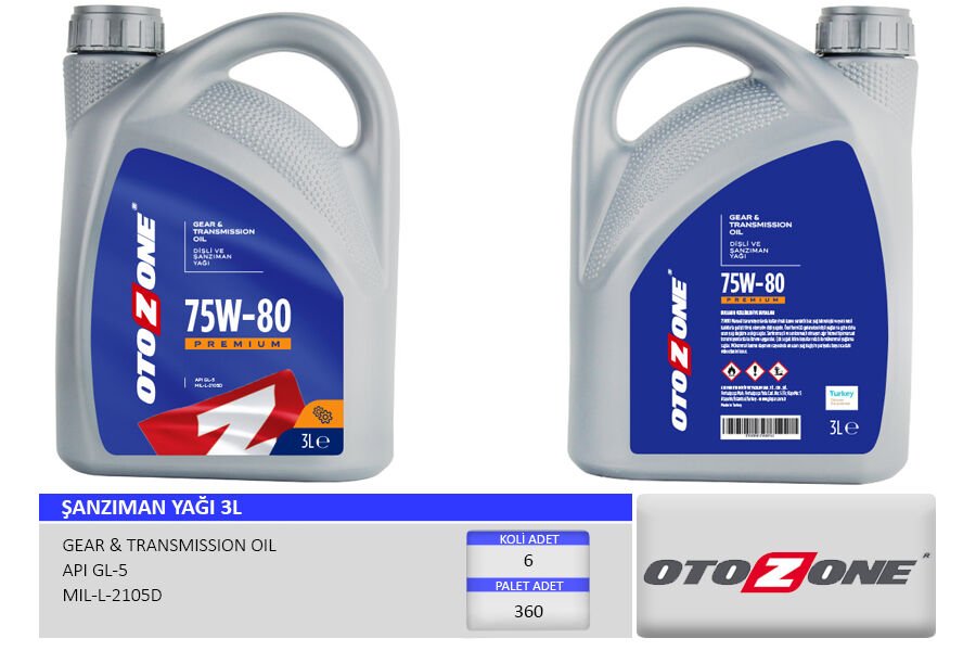 ŞANZIMAN YAĞI 75W-80 3 LT GL-5 6 Adet