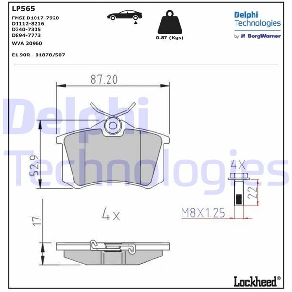 ARKA BALATA FLUENCE-MEGANE II-III-P207-P308-P307-PARTNER-BERLINGO-C2-C3-C4-CROSSLAND- BORA-PASSAT 97>GOLF IV-V-POLO 87x52.9x17
