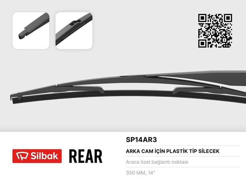 SİLECEK SÜPÜRGESİ ARKA PLASTIK TIP 350mm C4 PICASSO-FOCUS II-GALAXY-COLT IV-P206-P406-KNG II-LAGU