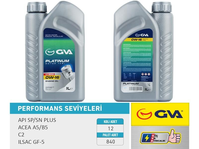 MOTOR YAĞI 1 LT 0W16 TAM SENTETİK API SP / SN-PLUS ILSAC GF-6B HIBRIT ARAÇLAR İÇİN 12 Adet