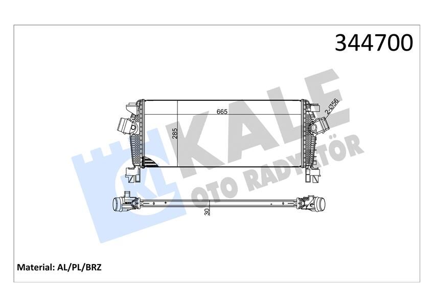 TURBO RADYATÖRÜ INTERCOOLER ASTRA J-CRUZE J308 -ZAFIRA TOURER C AL/PL/BRZ 665x280x30