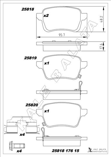 ARKA FREN BALATASI OPEL CORSA E 14>19 ADAM 14>19 15 JANT RPO J67 FIAT EGEA 16> 500L 13> 264mm