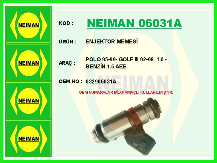 ENJEKTOR MEMESİ POLO 95-99- GOLF III 92-98 1.6 - BENZİN 1.6 AEE