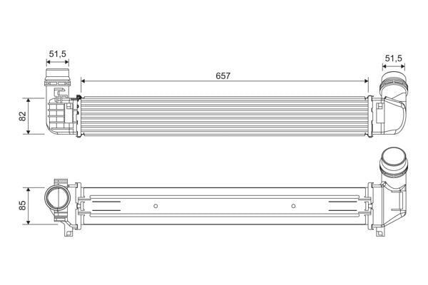 TURBO RADYATÖRÜ INTERCOOLER FLUENCE 10> 1.5DCI 657x89x85 2 SIRA ALB SİSTEM