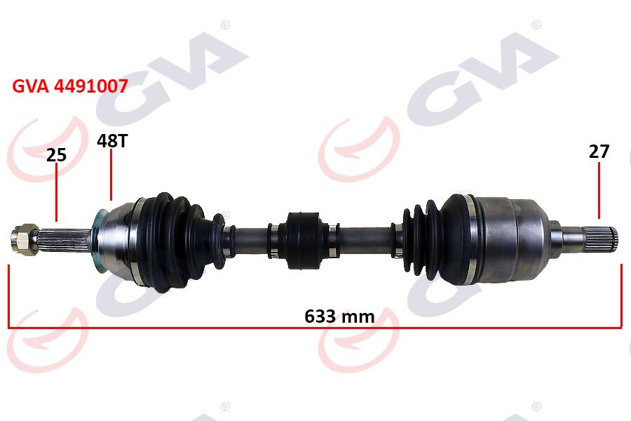 KOMPLE AKS SOL HYUNDAI ACCENT ERA 1.5L D4FA CRDi 06-10 ABS li 25x27 - ABS 48 diş komple boy 633mm