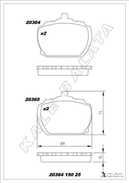 ÖN BALATA TRANSIT 2.0 2.5D P100 65-92