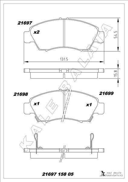 ÖN FREN BALATA KÜÇÜK TİP HONDA CIVIC 1.6L D16 SI enjeksiyonlu 92-95 1.4L D14A EURO 96-00 / JAZZ 1.4L L13A GD 02-08
