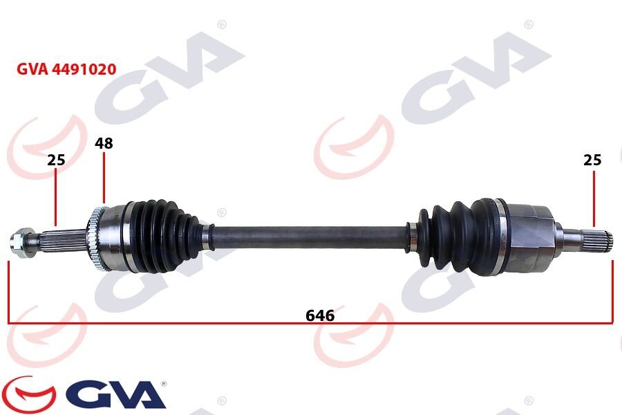 KOMPLE AKS SOL HYUNDAI İ20 1.4L D4FC CRDİ 08-15 ABS Lİ 25X27 - ABS 48 DİŞ KOMPLE BOY 646MM