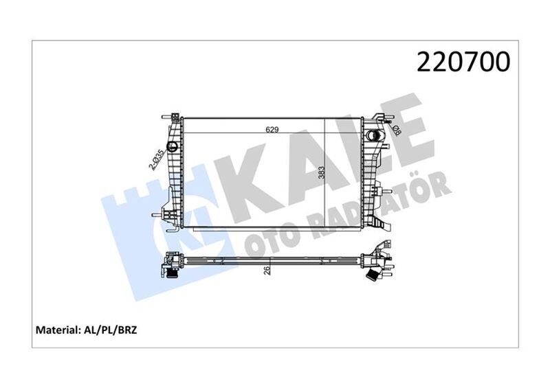 SU RADYATÖRÜ RENAULT FLUENCE 09> MEGANE III 09> 1.5DCI MEKANİK 633X378X32 BRAZING KL220700-0559021AB