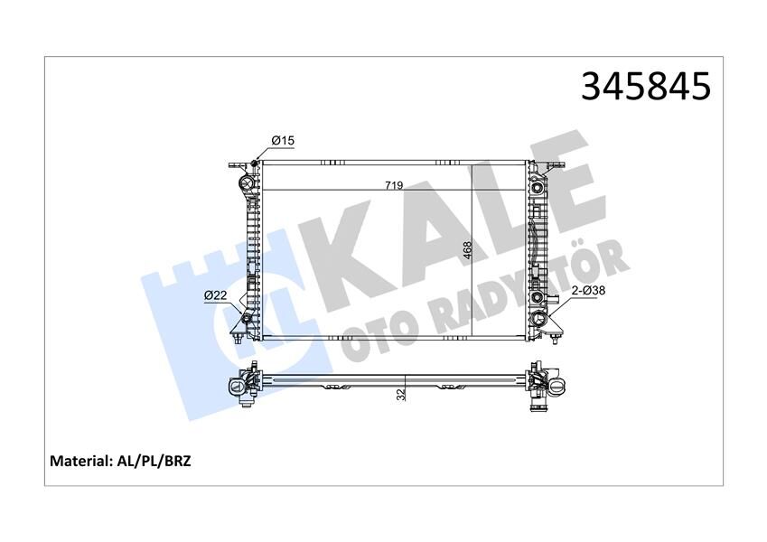 RADYATÖR Q5 3.0 TDİ guattro 08 > 720x470x32 AC /- MEK OTOM AL/PL/BRZ