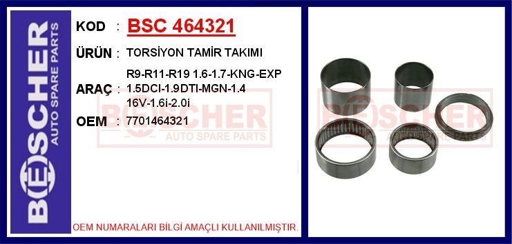 TORSİYON TAMİR TAKIMI R9-R11-R19 1.6-1.7-KNG-EXP 1.5DCI-1.9DTI-MGN-1.4 16V-1.6i-2.0i