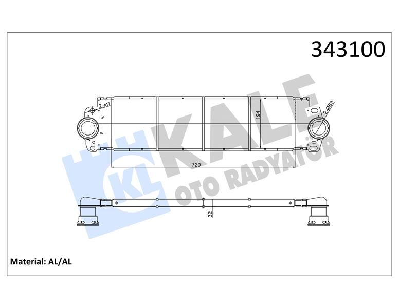 TURBO RADYATÖRÜ INTERCOOLER VW TRANSPORTER T5 AL/PL/BRZ 720x194x27