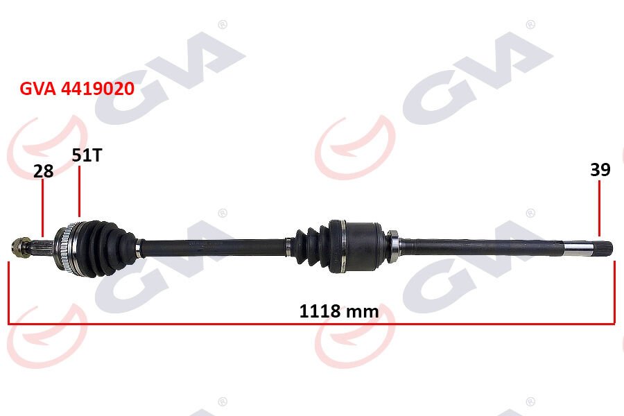 AKS KOMPLE ÖN SAĞ RENAULT MASTER II 98>06 OPEL MOVANO A 98>01 1.9dCi 2.2dCi 2.5dCi 2.8dCi 51DİŞ 1118mm