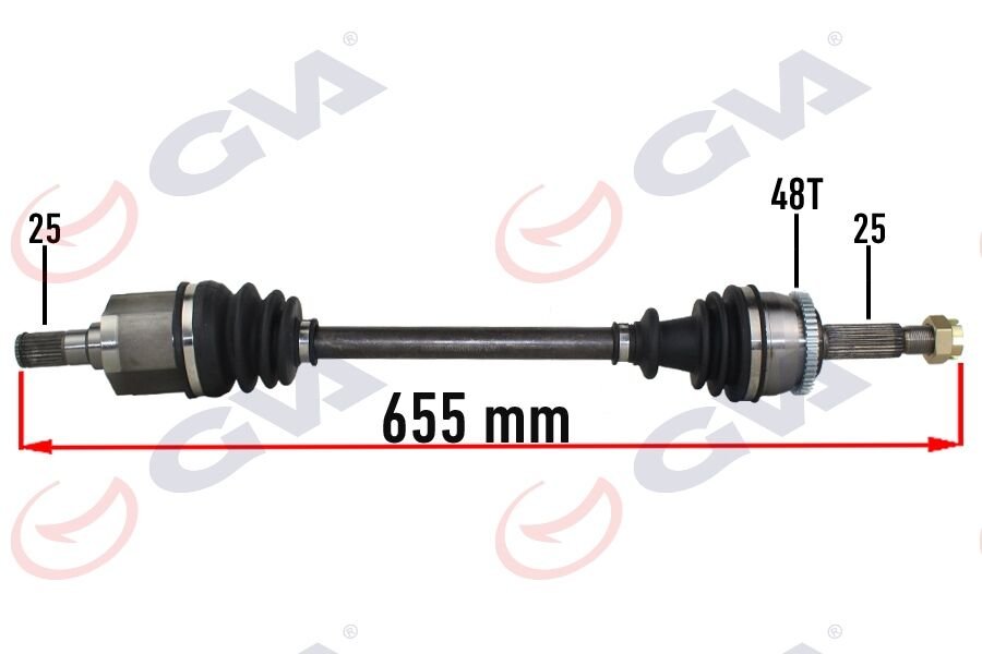 KOMPLE AKS SOL HYUNDAI İ20 1.2L G4LA 08-15 ABS Lİ 25X25 - ABS 48 DİŞ KOMPLE BOY 655MM
