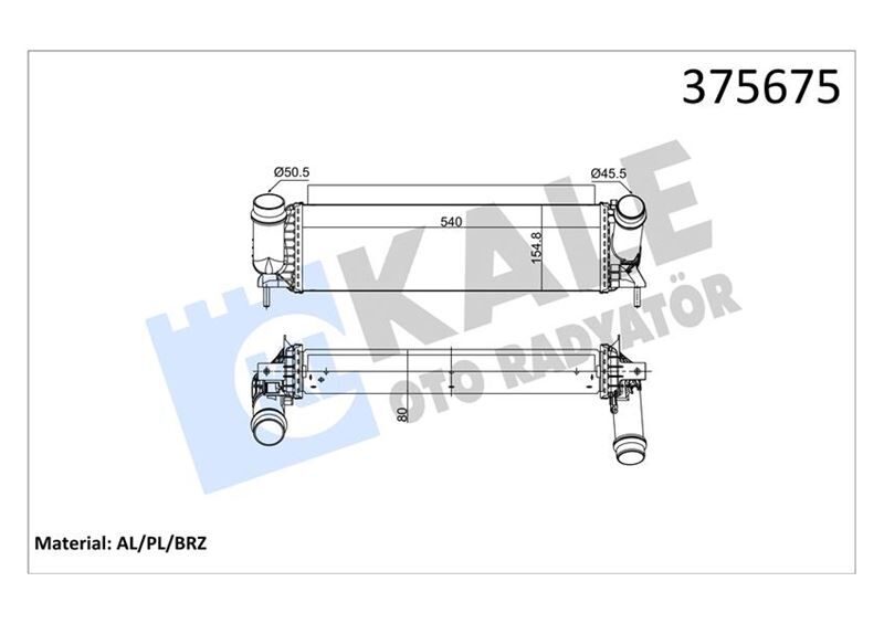 TURBO RADYATÖRÜ INTERCOOLER NISSAN NAVARA NP300 2.3 DCI 15 >MERCEDES X-CLASS 2.3 3.0D 15 > BRAZING 80MM