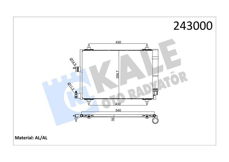 KLİMA KONDENSERİ PARTNER 02> BERLINGO 02>XSARA 00-05 1.9D-2.0HDI 364x16