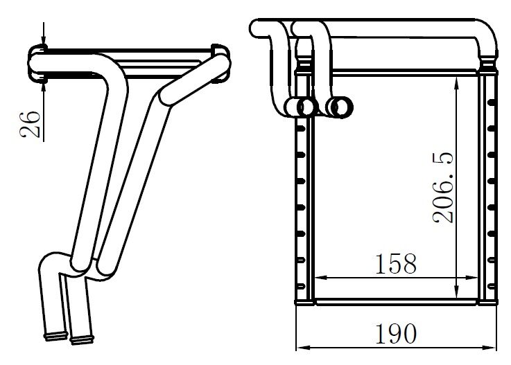 KALORİFER BRAZİNG HEATER 158X216.5X26 ELANTRA 1.6CRDİ/1.6İ - İ30 / CEED 2010 77652