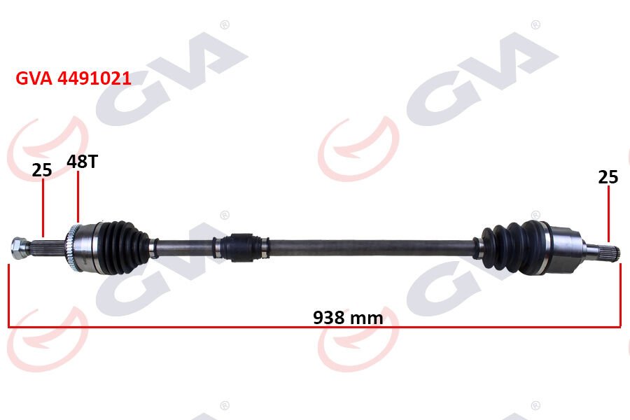KOMPLE AKS SAĞ HYUNDAI İ20 1.4L D4FC CRDİ 08-15 ABS Lİ 25X27 - ABS 48 DİŞ KOMPLE BOY 938MM