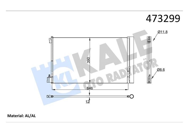 KLİMA RADYATÖRÜ KONDENSERİ OPEL INSİGNİA A 08>17 1.6 XER-LET 1.6-2.0 CDTI BRAZING AL-AL 647 X38 2X12