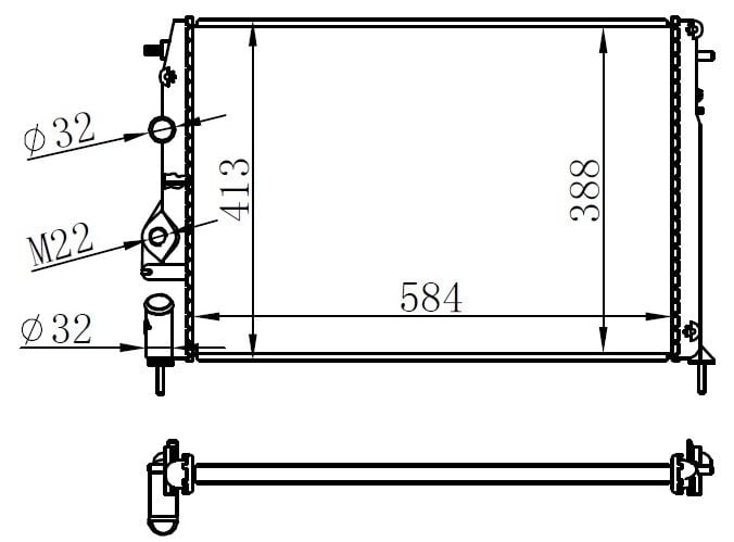 RADYATÖR MGN I-SCENIC 1.4-1.6-1.8-2.0 16V AC MEK LOGAN 1.5 DCİ 586x415x23
