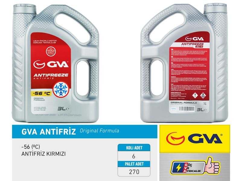 ANTİFRİZ 3 LT -56 C KIRMIZI LONG LİFE Koli 6 Ad ORGANIK 6 Adet