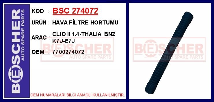 HAVA FİLTRE HORTUMU CLIO II 1.4-THALIA BNZ K7J-E7J