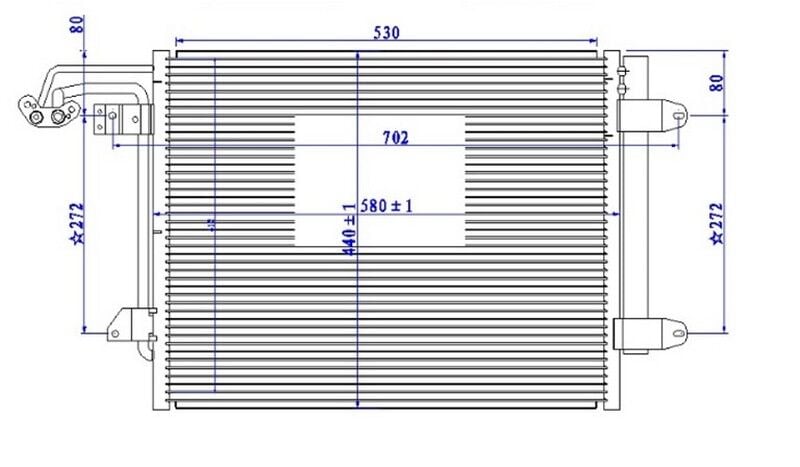 KLİMA KONDENSERİ CADDY III-TOURAN 03-09 1.4-1.6-1.9-2.0TDI 580x451x16