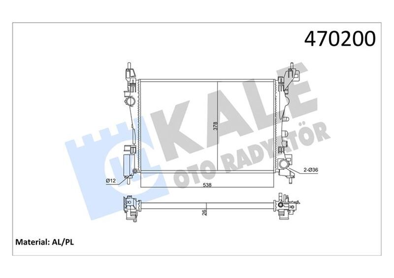 MOTOR SU RADYATÖRÜ OPEL CORSA D-CORSA E 1.2-1.4 A12XER A12XEL B12XEL A14XER B14XER 11> 540x378x23 351220