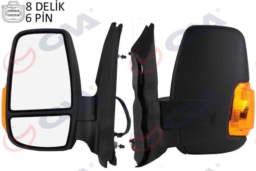 DIŞ DİKİZ AYNASI SOL TRANSIT V363 14> KISA KOL -KATLANMAZ E LEKTRİKLİ ISITMALI SARI SİNYALLİ DESENLİ KONVEKS 6 FİŞ VM-6329NEHL