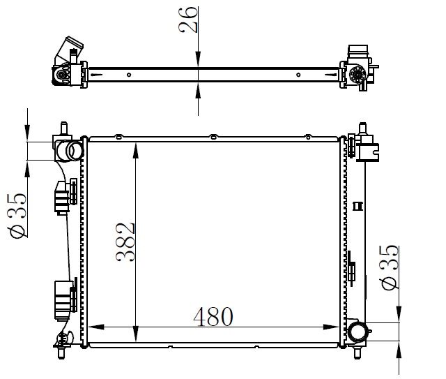 RADYATÖR BRAZİNG ACCENT BLUE-İ20-KIA RIO DİZEL 11 > MANUEL 480x382x26