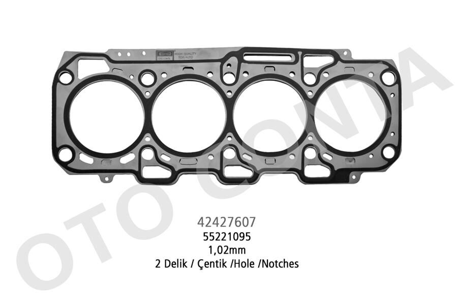SİLİNDİR KAPAK CONTASI FIAT DOBLO 10> LINEA 07> BRAVO II 07>14 500L 12>18 EGEA 16>20 500X 14> ALFA ROMEO GIULIETTA 10>16 MITO 09>15 1.6D MTJ 1.02mm