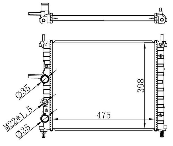 RADYATÖR BRAZİNG BRAVO-BRAVA-MAREA 1.2i-1.4i-1.6i 96 > MEK. 475x395x22