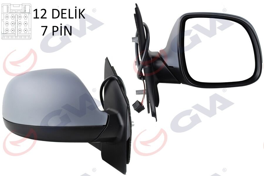 DIŞ DİKİZ AYNASI SAĞ TRANSPORTER T6 CARAVELLE 10> ELEKTRİKLİ ISITMALI KATLANIR ASTARLI KONVEKS 7 FİŞ VM-6196EBPR