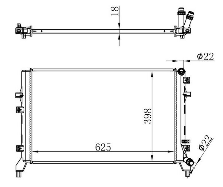 RADYATÖR BRAZİNG GOLF VI 09>JETTA 07>OCTAVIA 08>SUPERB 08>1.12TSI-1.4TSI AC KLİMASIZ MEK 625x408x