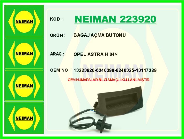 BAGAJ KAPAK AÇMA BUTONU SWİCİ OPEL ASTRA H 04>