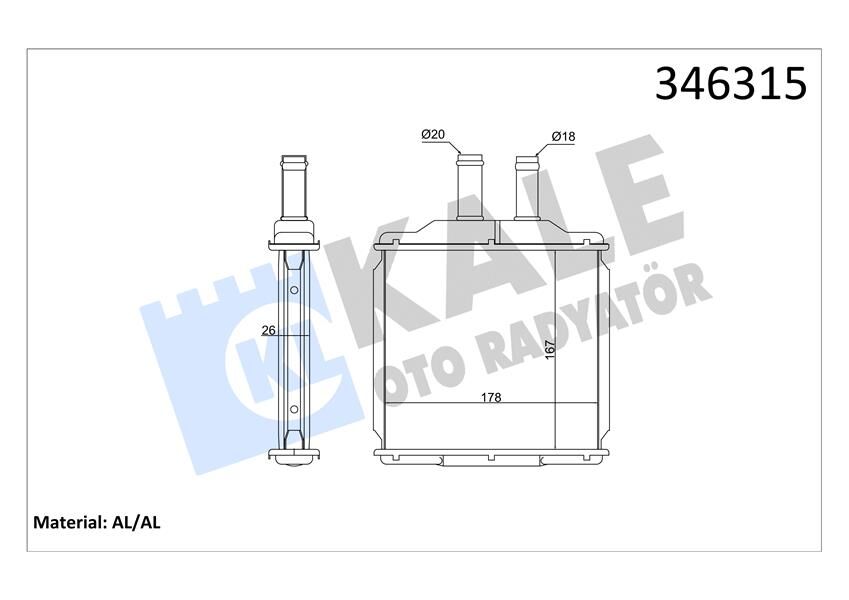 KALORİFER RADYATÖRÜ DAEWOO NUBIRA 1.6L F16D3 J200 03-> / CHEVROLET LACETTI J200 05-> - ALEMİNYUM