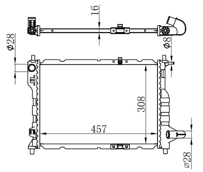 RADYATÖR BRAZİNG CHEVROLET SPARK 1.0İ 05 > MEK 457x308x16
