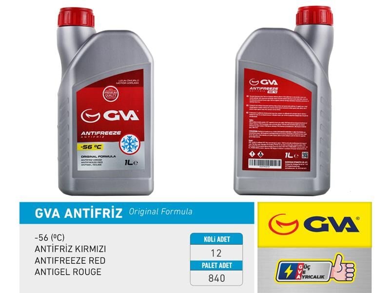 ANTİFRİZ 1 LT -56 C KIRMIZI LONG LİFE Koli 12 Ad ORGANIK 12 Adet
