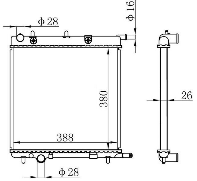 RADYATÖR BRAZİNG C3 04/02>207 02/06>1007 04/05> KLİMASIZ MEK 380x388x26
