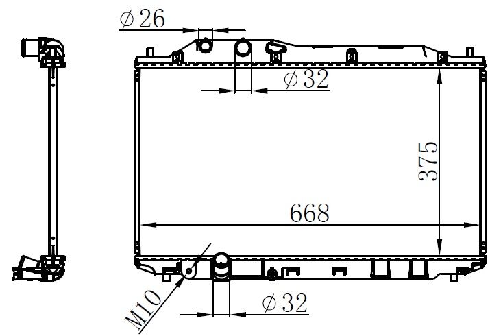 RADYATÖR BRAZİNG KALIN TİP HONDA CİVİC SEDAN 06 > 375X668X26 MEK.