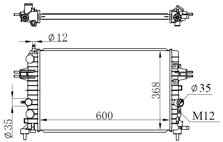 RADYATÖR ASTRA H- ZAFIRA 1.6-1.8 AC KLİMASIZ MEK 602x369x16