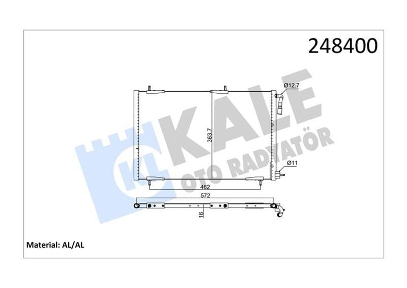 KLİMA RADYATÖRÜ KONDENSER PEUGEOT P206 98>09 1.1-1.4-1.6-2.0-1.4HDI-1.6HDI AL/BRZ
