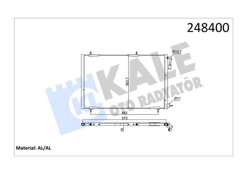 KLİMA RADYATÖRÜ KONDENSER PEUGEOT P206 98>09 1.1-1.4-1.6-2.0-1.4HDI-1.6HDI AL/BRZ