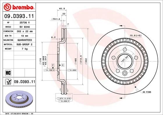 ARKA FREN AYNASI VOLVO S60 10 >13 > S80 II 08 >13 > V60 10 > V70 08 > XC70 07 >13 > 302x5DL 2 Adet