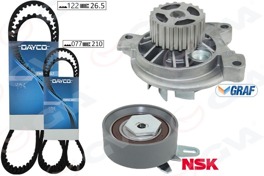 DEVİRDAİMLİ TRİGER SETİ 122x26.5 TRANSPORTER T4 2.4D 90-03 AJA K065323XS 2 KAYIŞ 1 GERGİ
