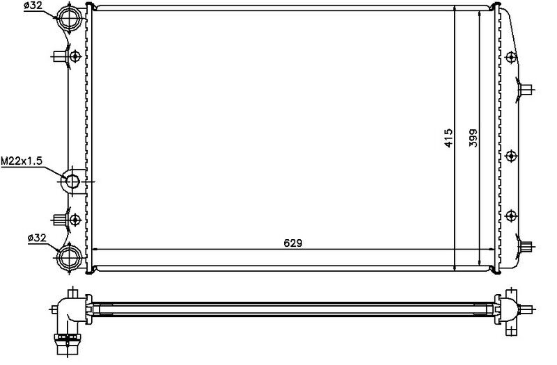 RADYATÖR POLO-IBIZA IV-FABIA-CORDOBA-1.2-1.4-1.6-1.4TDI-1.9TDI AC KLİMASIZ MEK OTOM 630x415x23
